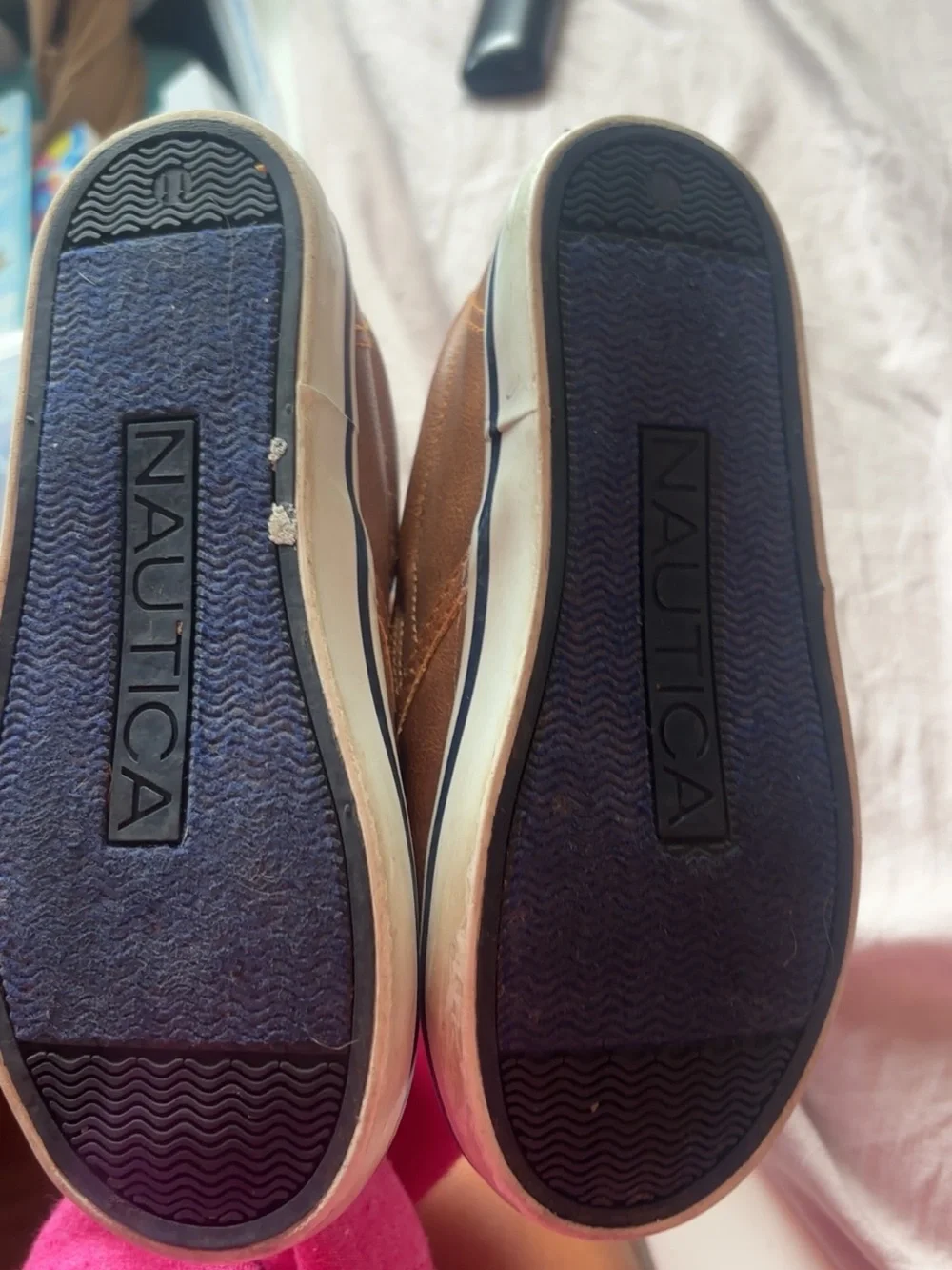 Nautica Brown Slip-On Leather Casual Sneakers with Navy Lining